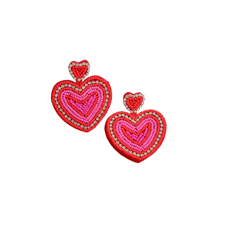 Beaded Heart Earrings, earrings