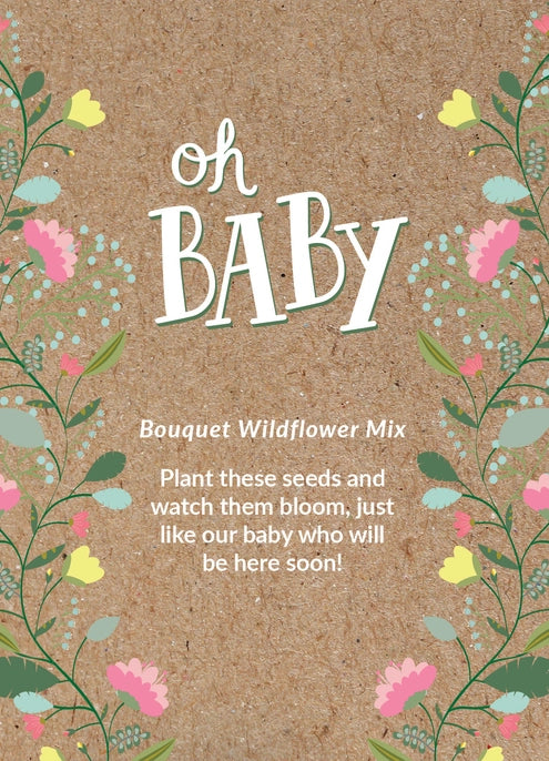 Oh Baby Baby Shower Brown - Bouquet Wildflower Seed Packets, seed packet