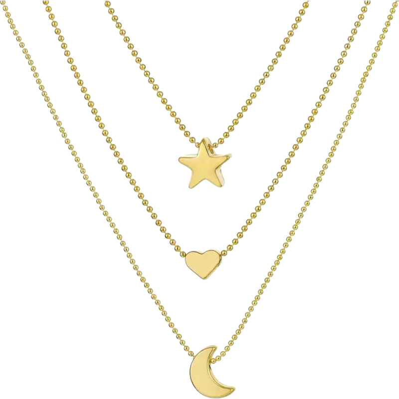 Star, Moon, Love Necklace, necklace