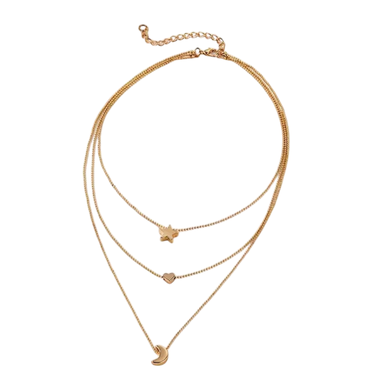 Star, Moon, Love Necklace, clasp