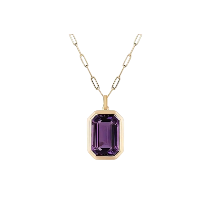 Plum square pendant necklace, necklace