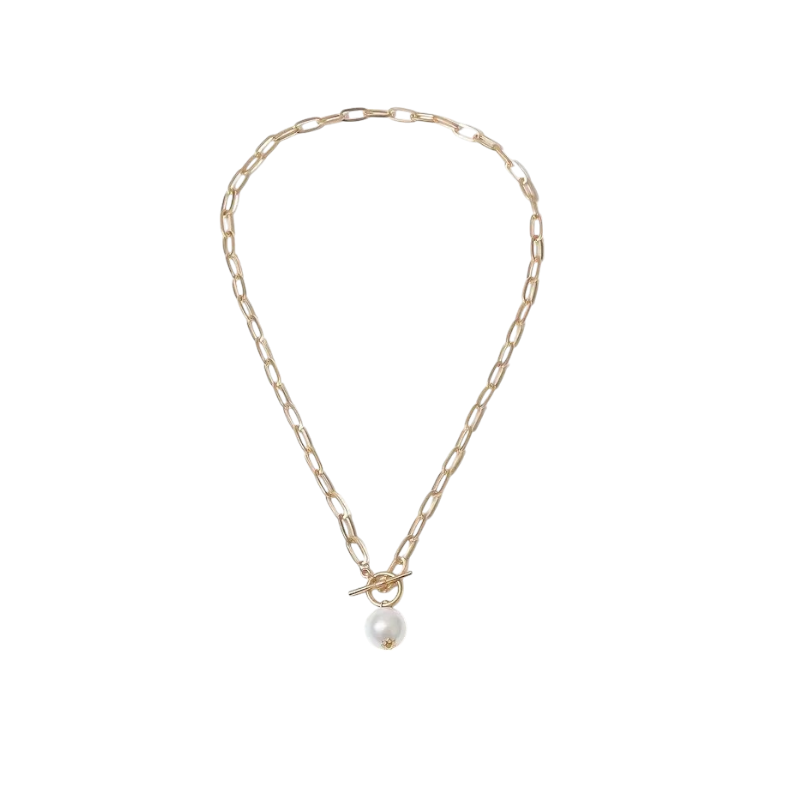 Gold and Pearl Necklace, necklace