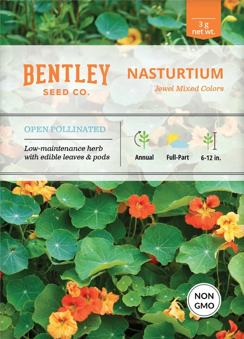 Nasturtium-Jewel Mixed Colors-Tropaeolum Majus, seed packet