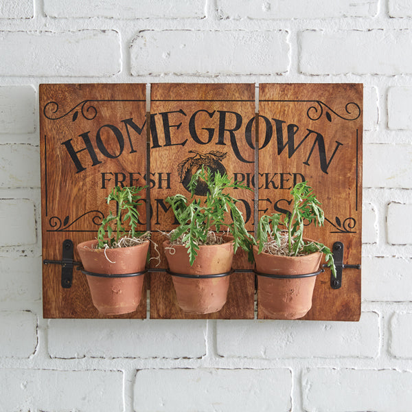 Homegrown Tomatoes Sign with Clay Pots, wall sign