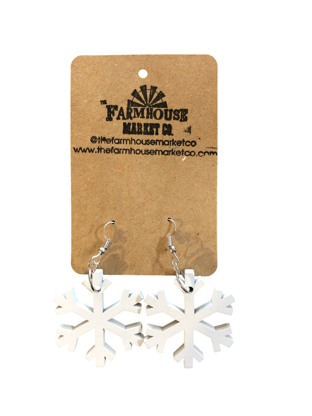 Wooden Snowflake Earrings, earrings
