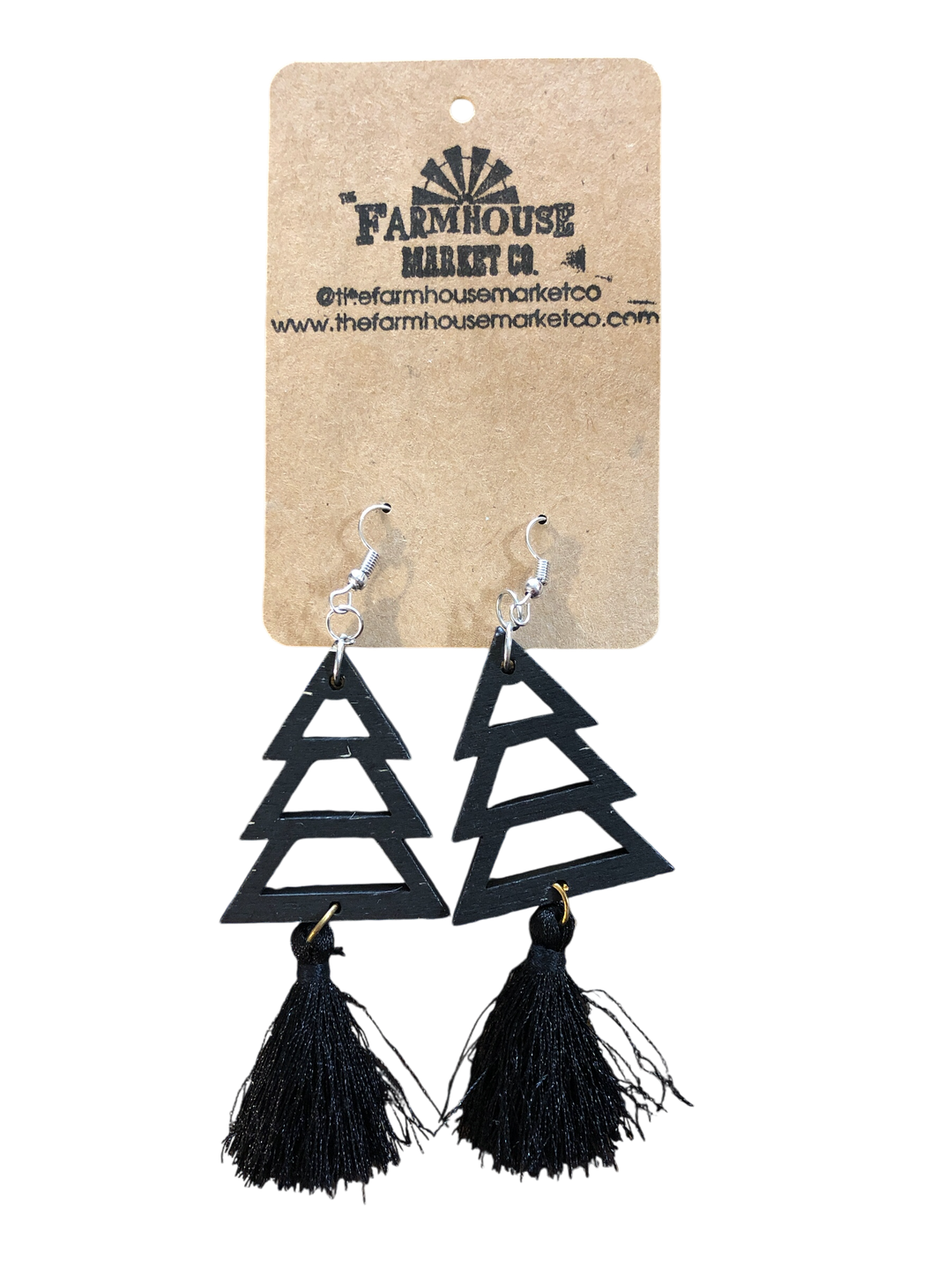 Black Wooden Christmas Tree Earrings, earrings