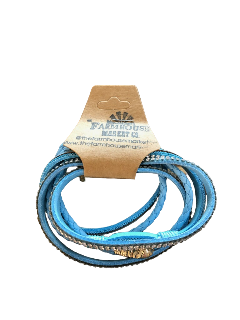 Blue wrap bracelet with stone, bracelet