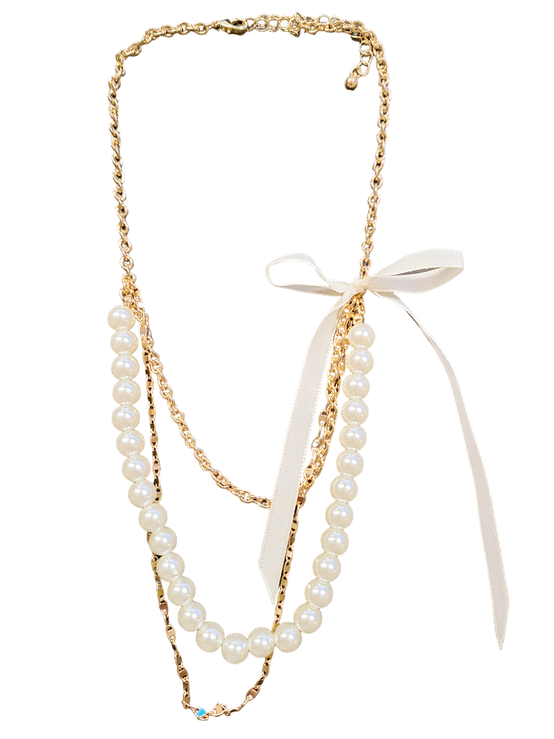Ivory Bow Layered Gold Necklace, necklace