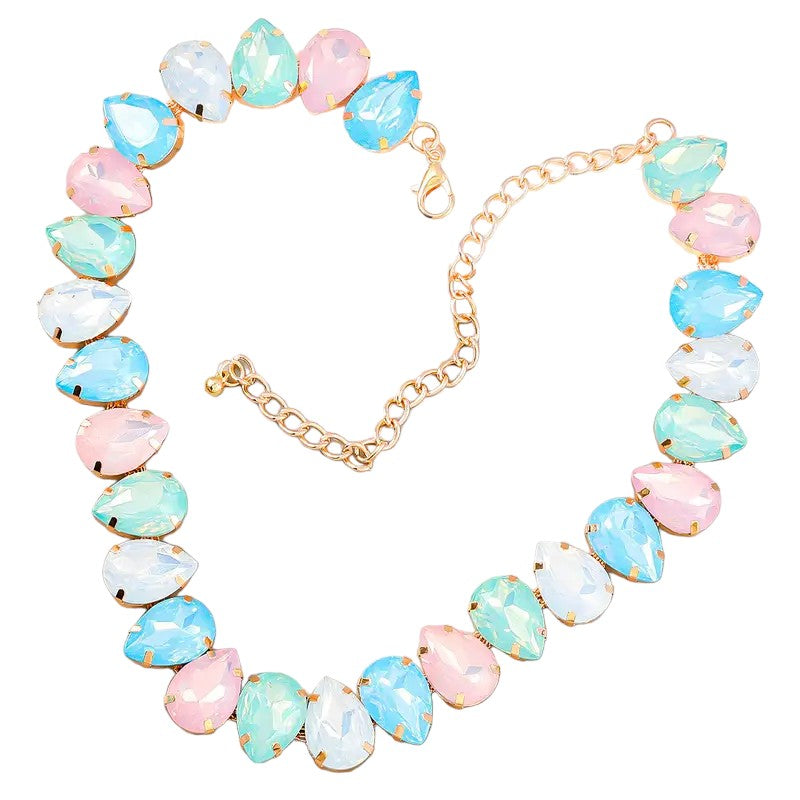 Pastel rhinestone necklace, necklace