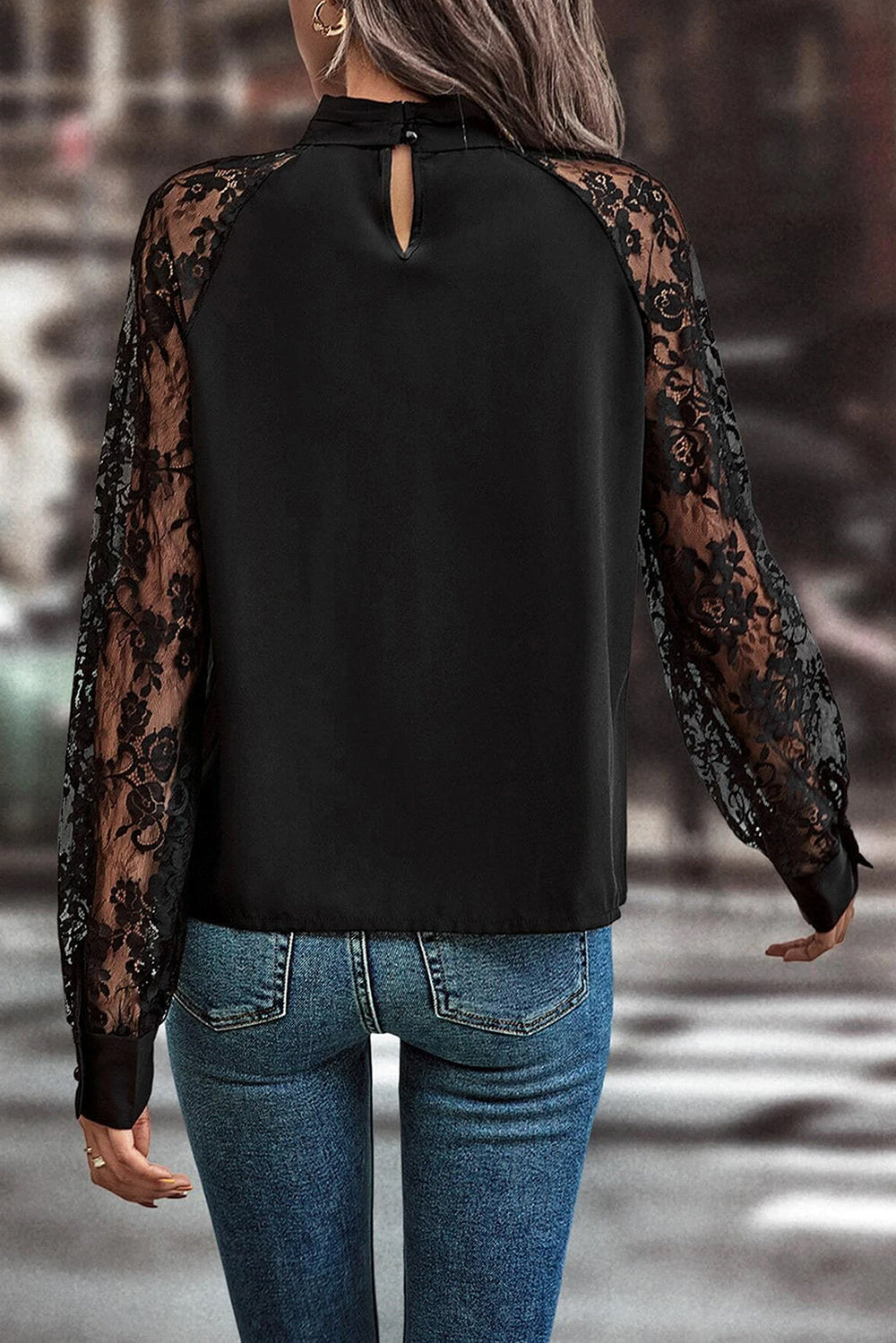 Black Floral Lace Blouse July.