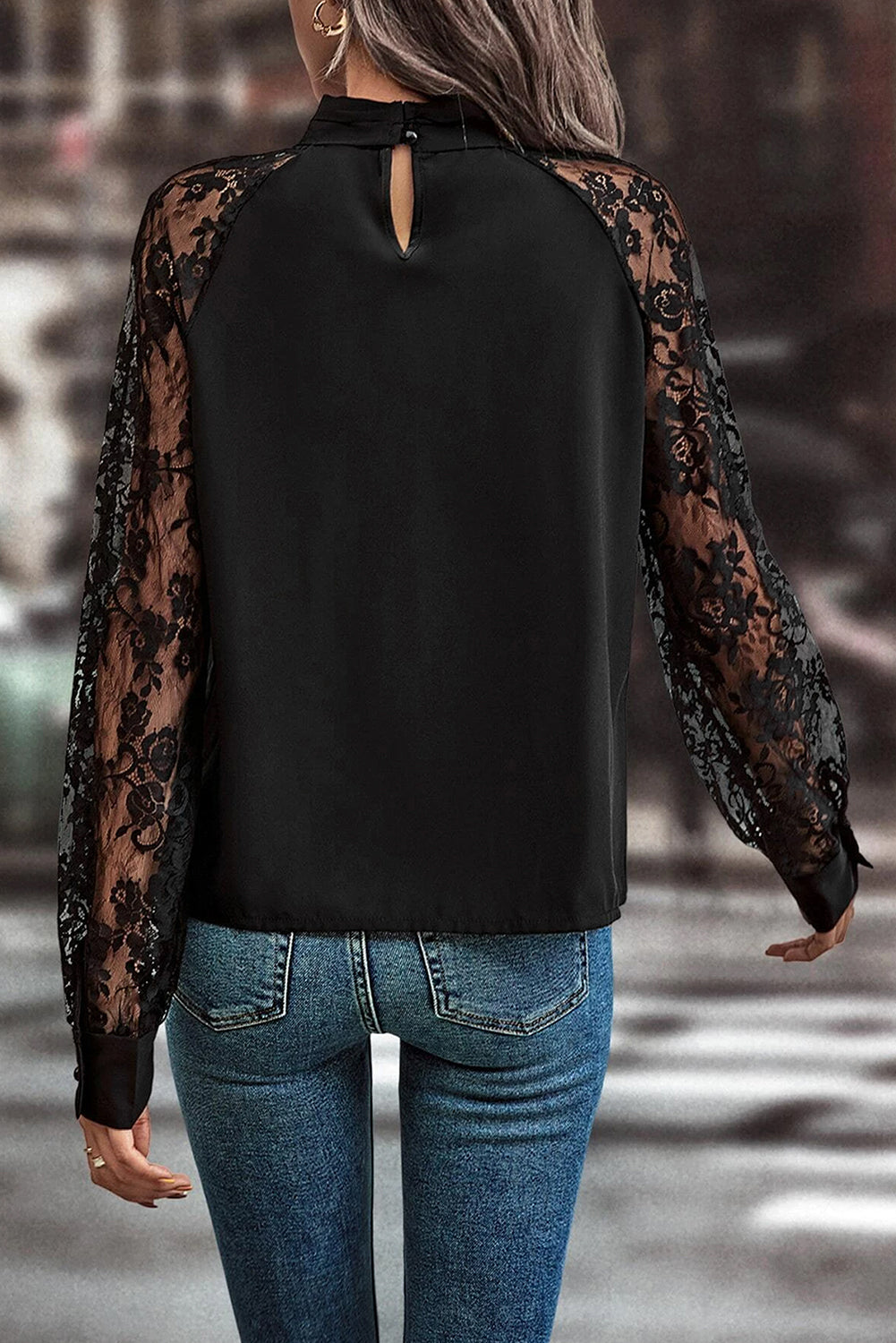 Black Floral Lace Blouse July.