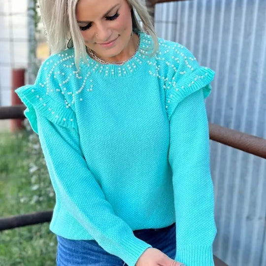 Turquoise Pearl Sweater