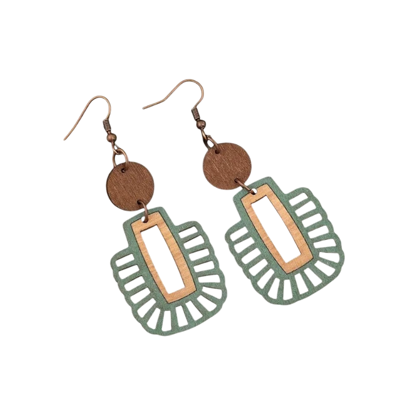 Wooden scallop earrings, earrings