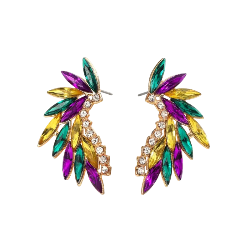 Mardi Gras rhinestone earrings