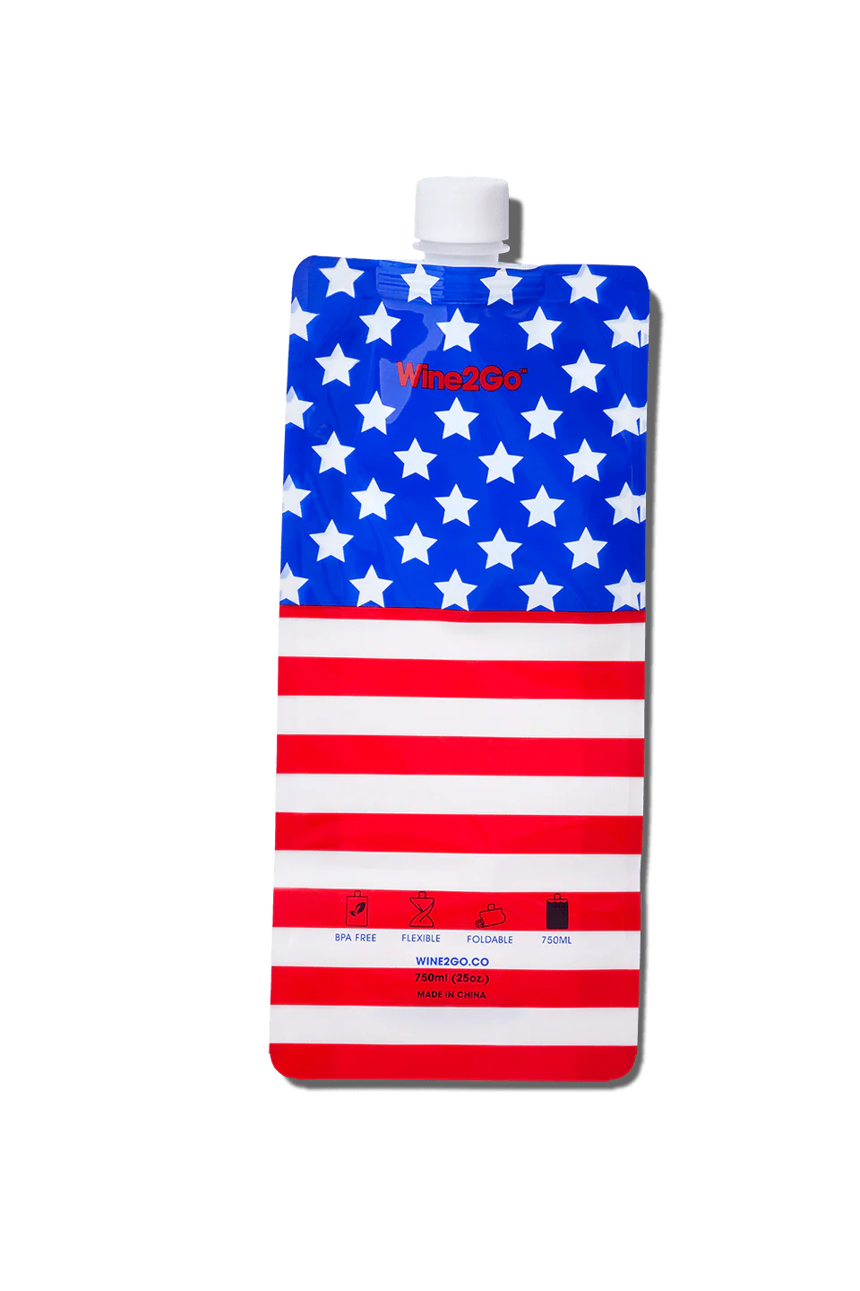 Stars and Stripes wine2go foldable wine bottle