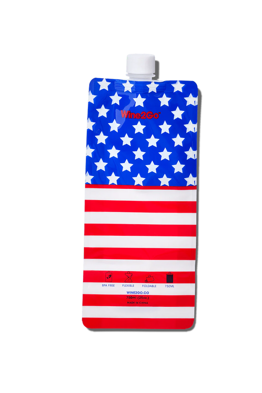 Stars and Stripes wine2go foldable wine bottle