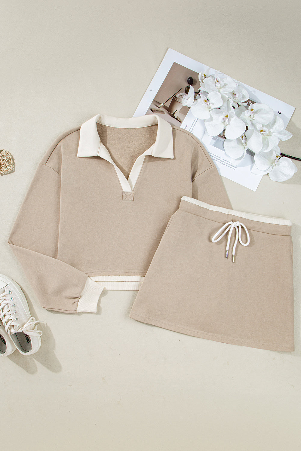Beige Raw Edge Skirt Set July.