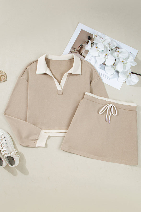 Beige Raw Edge Skirt Set July.