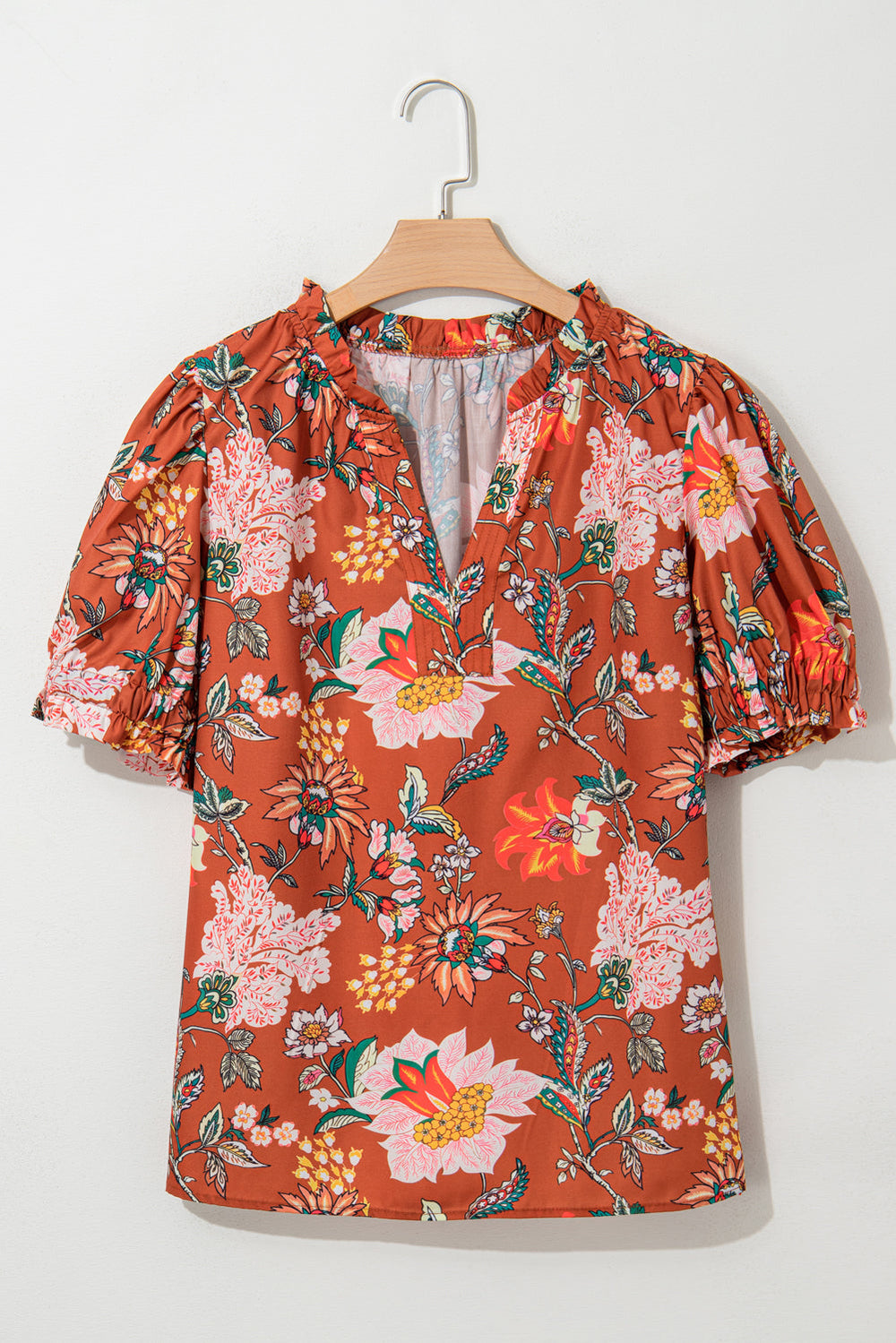 Brown Floral Plus Blouse LT