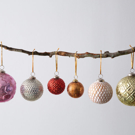 Pink Snowflake Mercury Glass Ornament