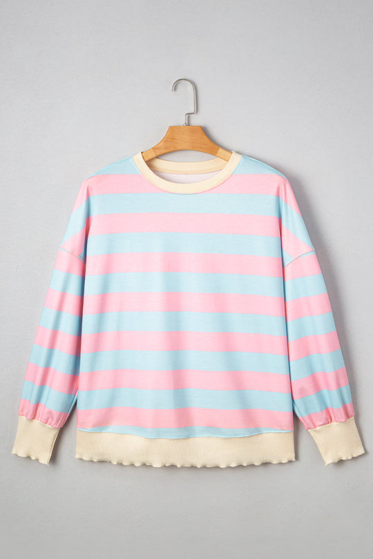 Pink and Blue Stripe Plus Crew LT
