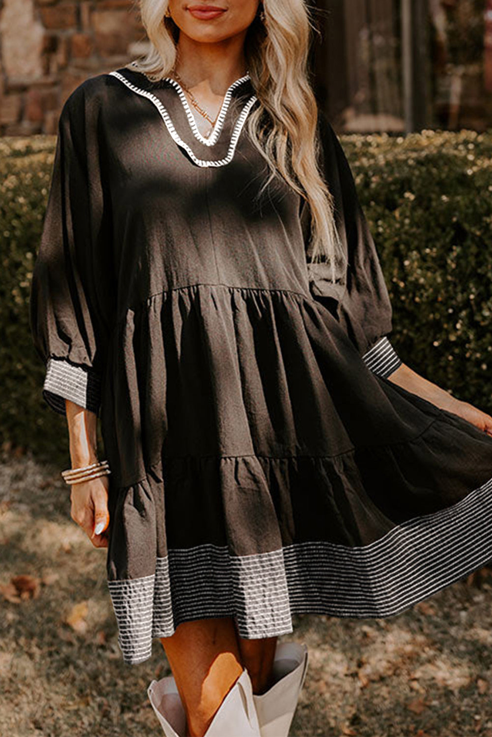 Stitched Tiered Mini Dress August.