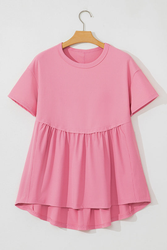 Peach Blossom Ribbed Babydoll Top LT