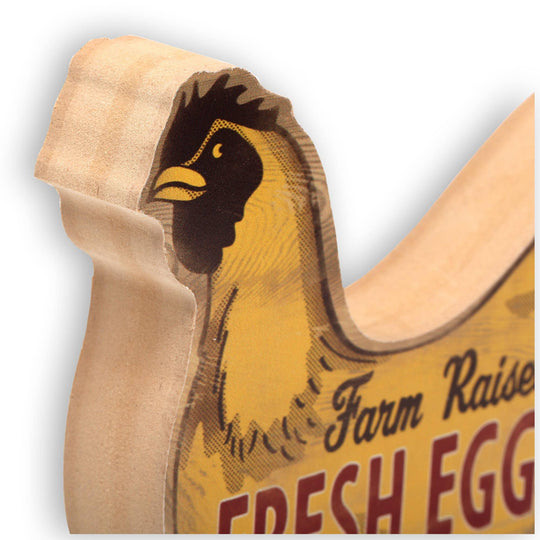 Fresh Eggs Hen Chunky Wood Decor, alternate view
