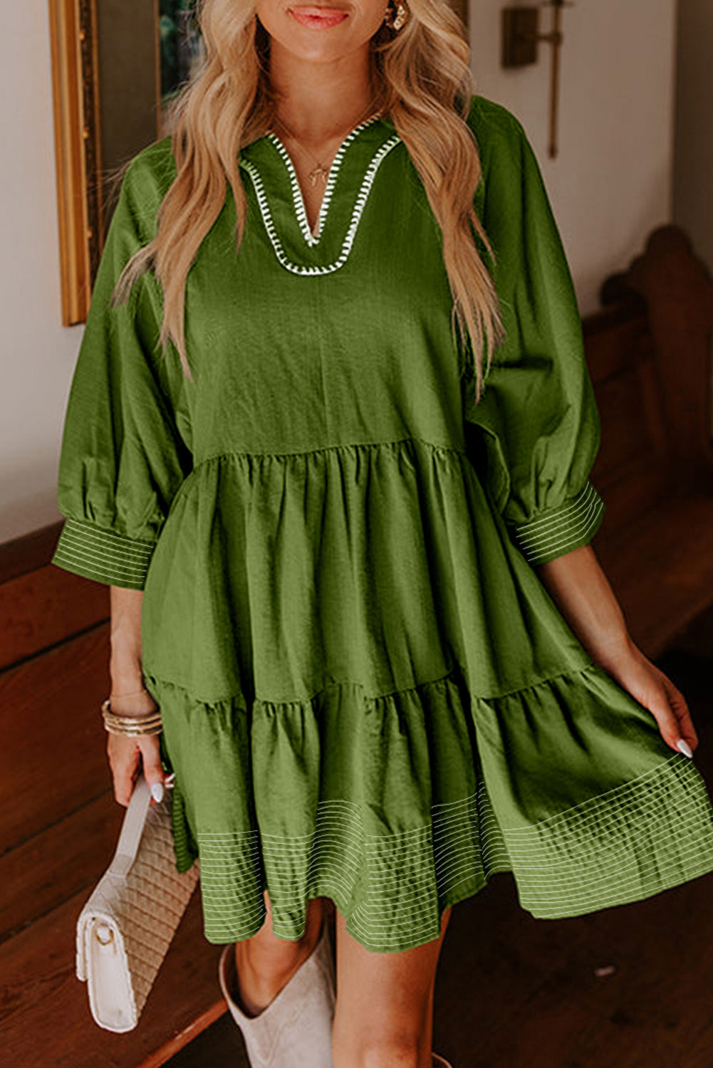 Stitched Tiered Mini Dress August.