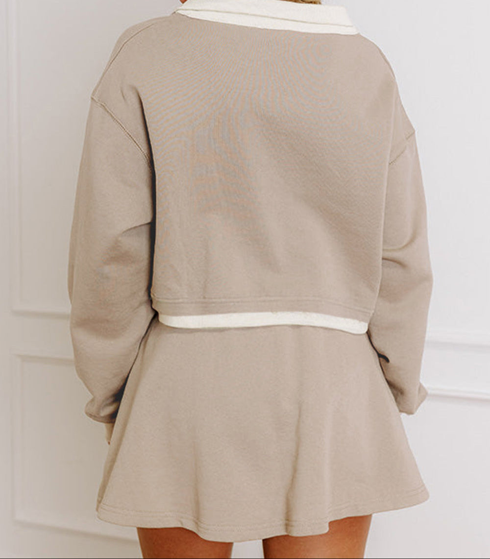 Beige Raw Edge Skirt Set July.