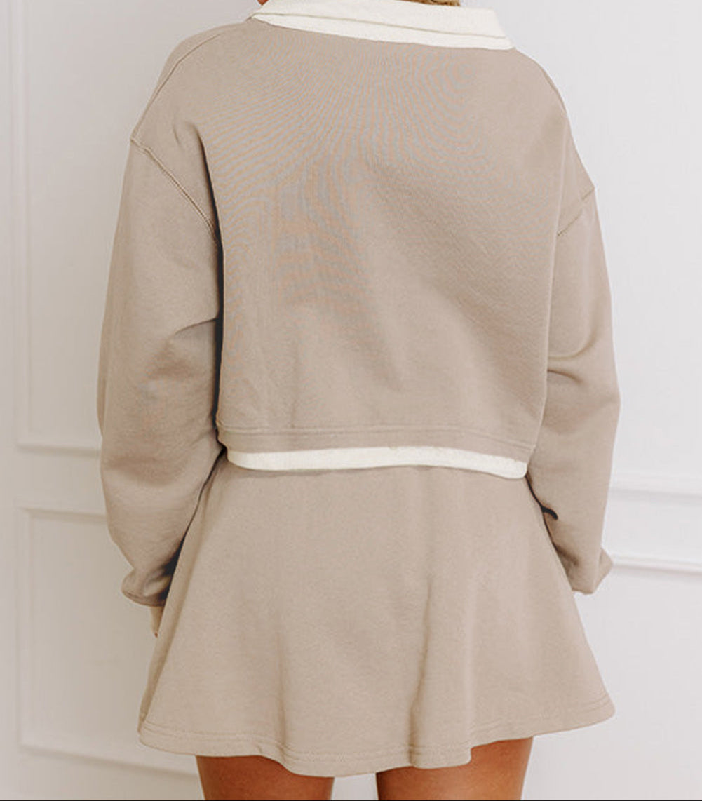 Beige Raw Edge Skirt Set July.