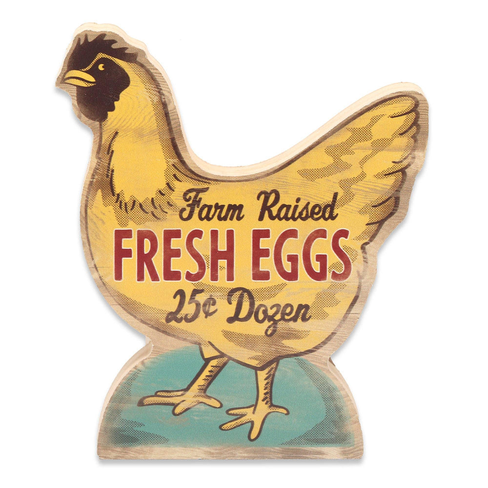 Fresh Eggs Hen Chunky Wood Decor, alternate view