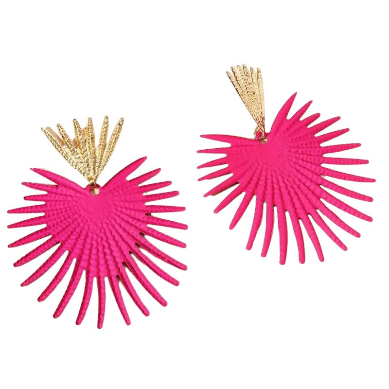 Hot pink and gold burst earrings