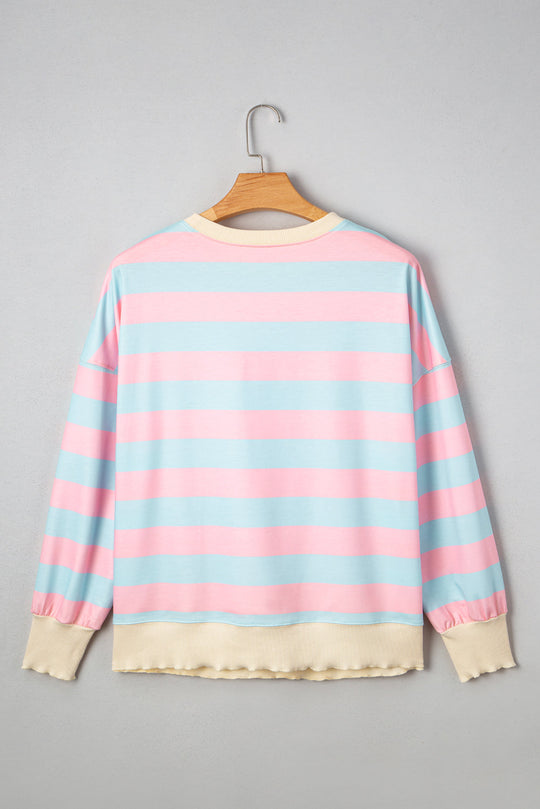 Pink and Blue Stripe Plus Crew LT