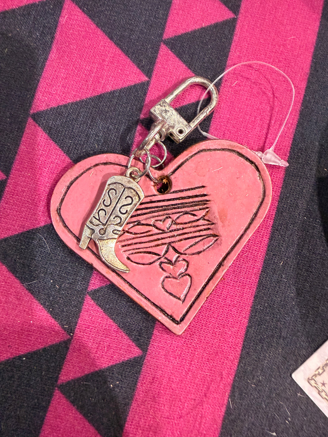 Boot stitch Leather Key Chain Charm