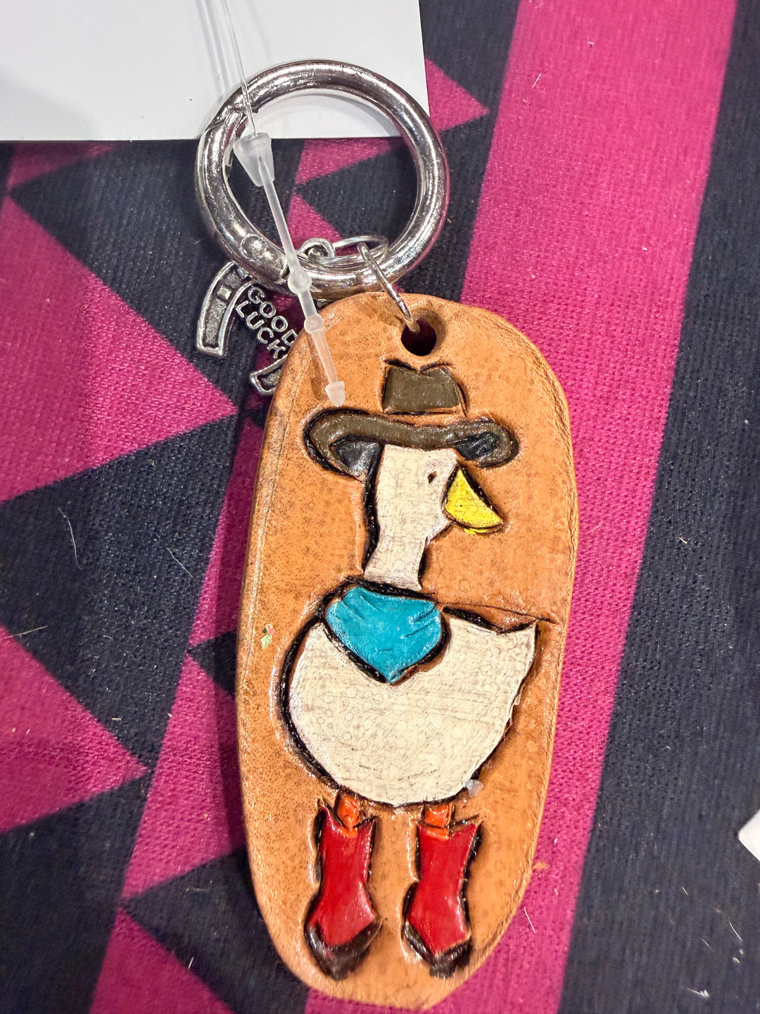 Howdy Goose Leather Key Chain Charm