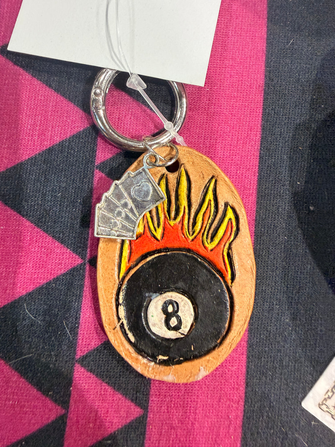 8 Ball Leather Key Chain Charm