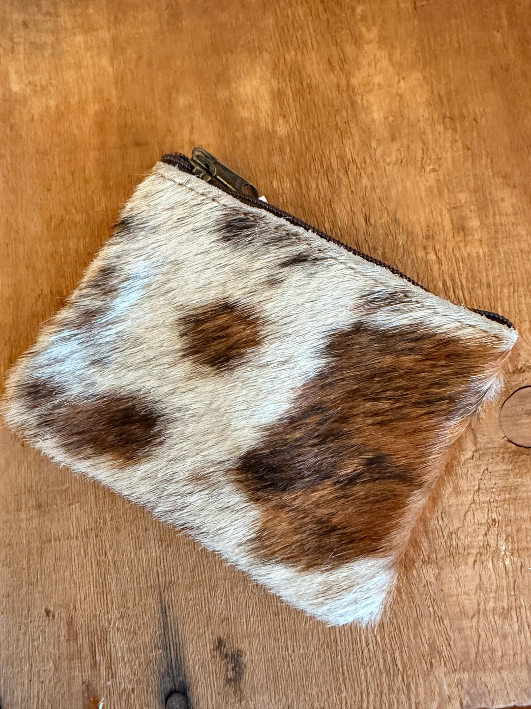 Cowhide white and brindle Coin Purse