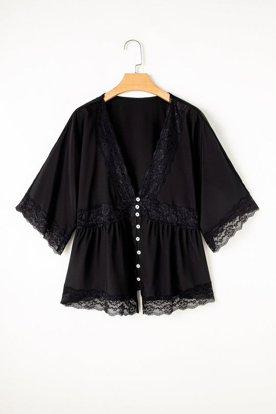 Black Lace Plus Size Top LT