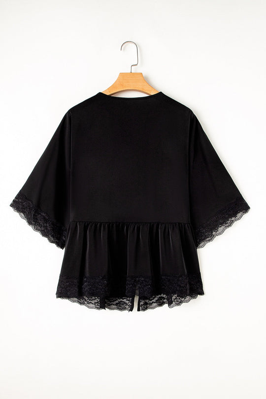Black Lace Plus Size Top LT