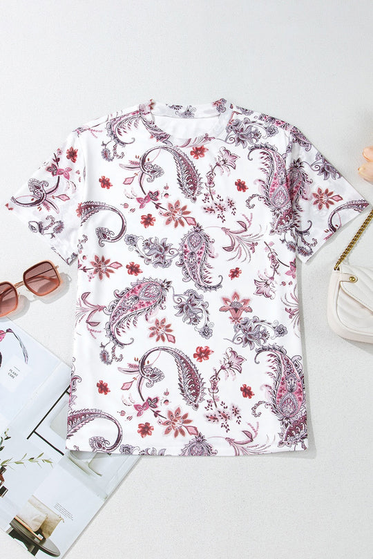 White Vintage Paisley Top LT