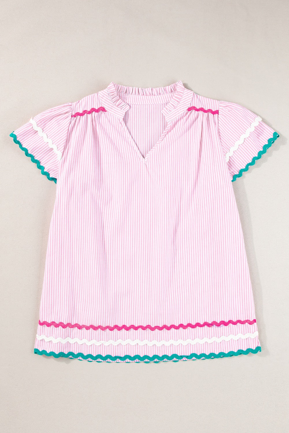 Pink Striped RicRac Blouse LT