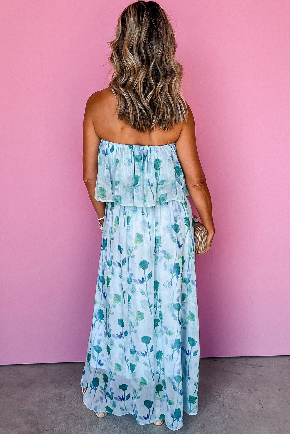 Blue Floral Strapless Maxi LT
