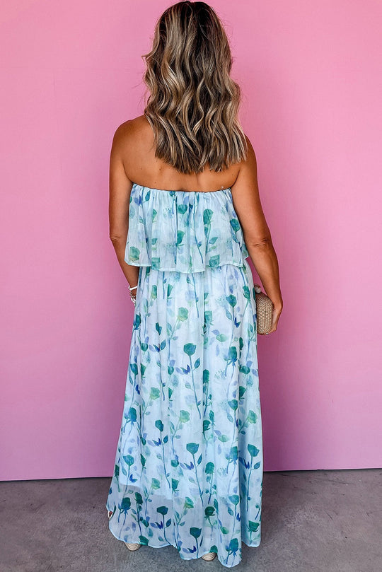 Blue Floral Strapless Maxi LT