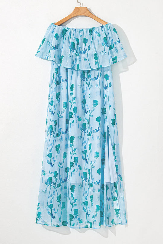 Blue Floral Strapless Maxi LT