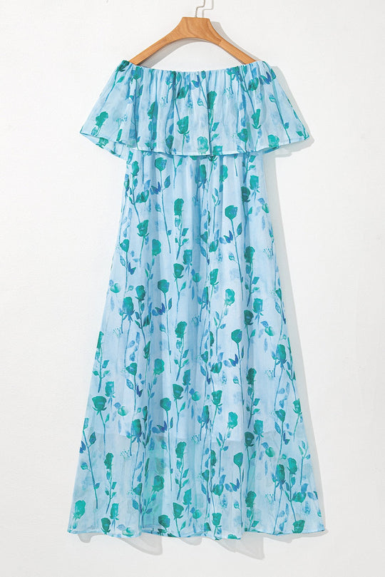 Blue Floral Strapless Maxi LT