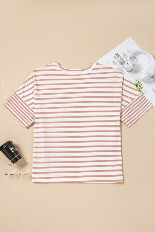 Pink Striped Plus Size T Shirt March.