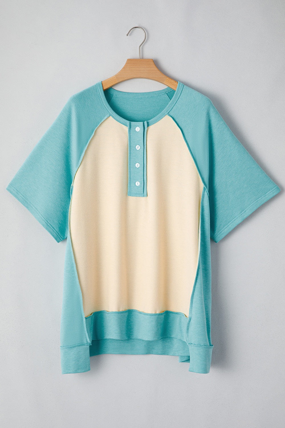 Blue Patchwork Plus Size Top LT