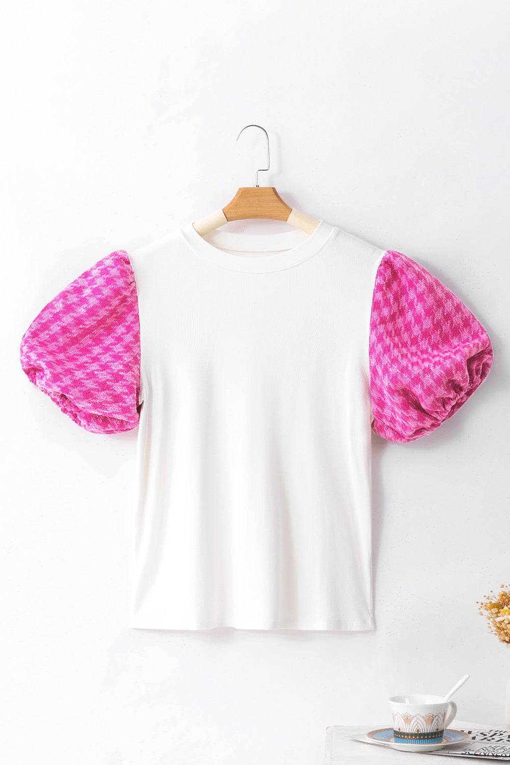 Pink Houndstooth Top LT