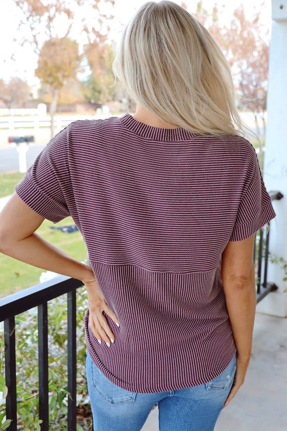 Purple Grey Corded T Shirt LT